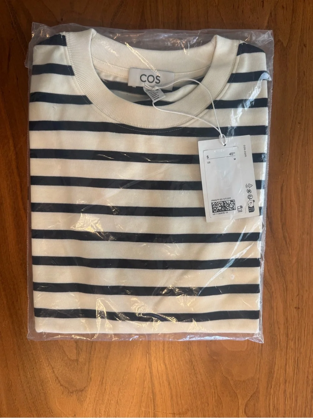 NWT COS Striped Tee Medium Navy White Quiet Luxury Minimalist - Picture 4 of 4